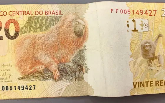 Cédula de R$ 20 sobre fundo neutro, representando o dinheiro do FGTS usado como garantia em uma operação de crédito