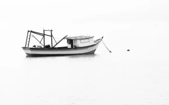 Barco de pesca artesanal na costa de Santa Catarina
