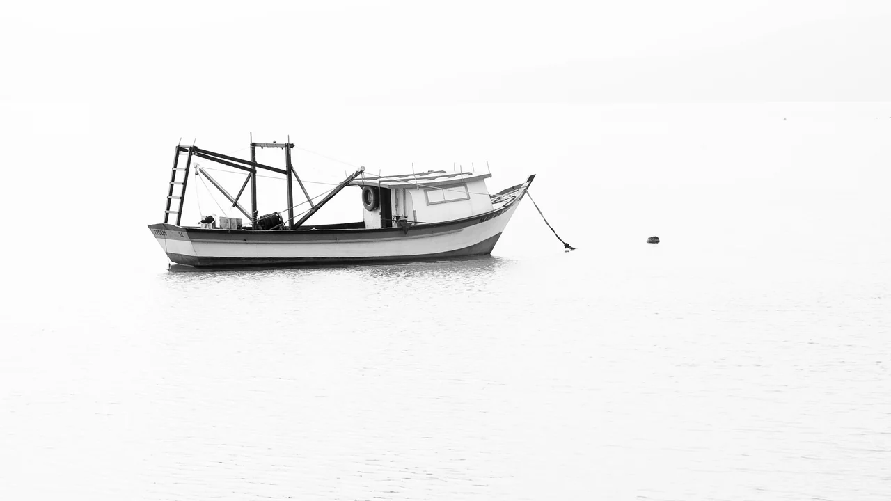 Barco de pesca artesanal na costa de Santa Catarina