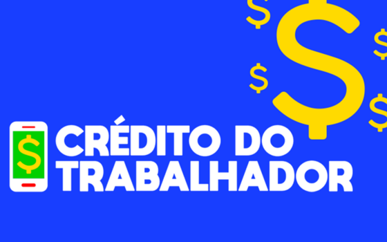 Arte institucional do Ministério do Trabalho e Emprego sobre o programa Crédito do Trabalhador, com informações sobre empréstimo consignado para trabalhadores com carteira assinada.