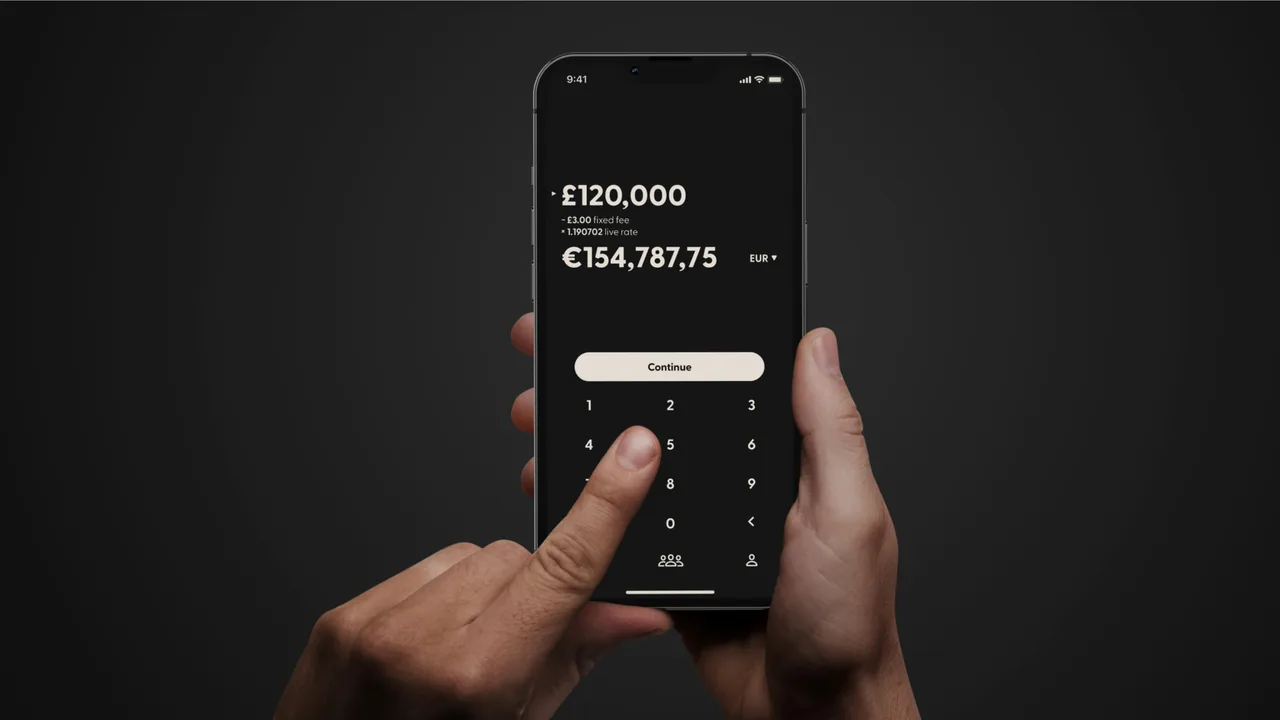 Pessoa usando um aplicativo financeiro no smartphone