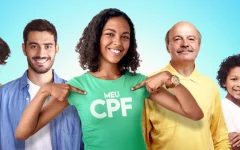 Pessoas em banner do Meu CPF da Receita Federal