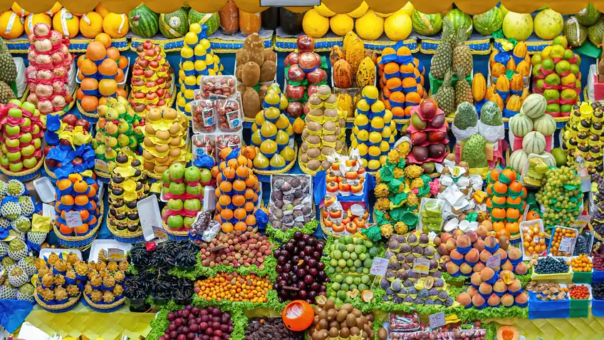 Banca de frutas no Mercado Municipal de São Paulo