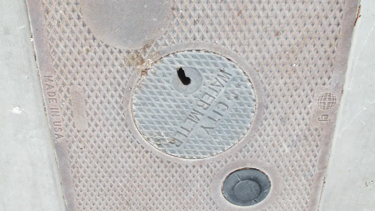 Tampa de acesso ao hidrômetro de água em uma calçada